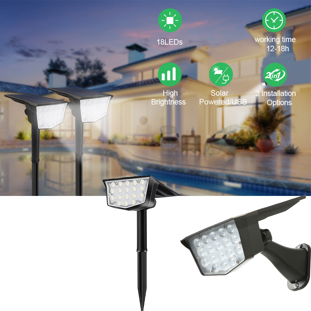 2Pcs Solar Outdoor Spot Lights - огляд і ціна Outdoor Spotlight